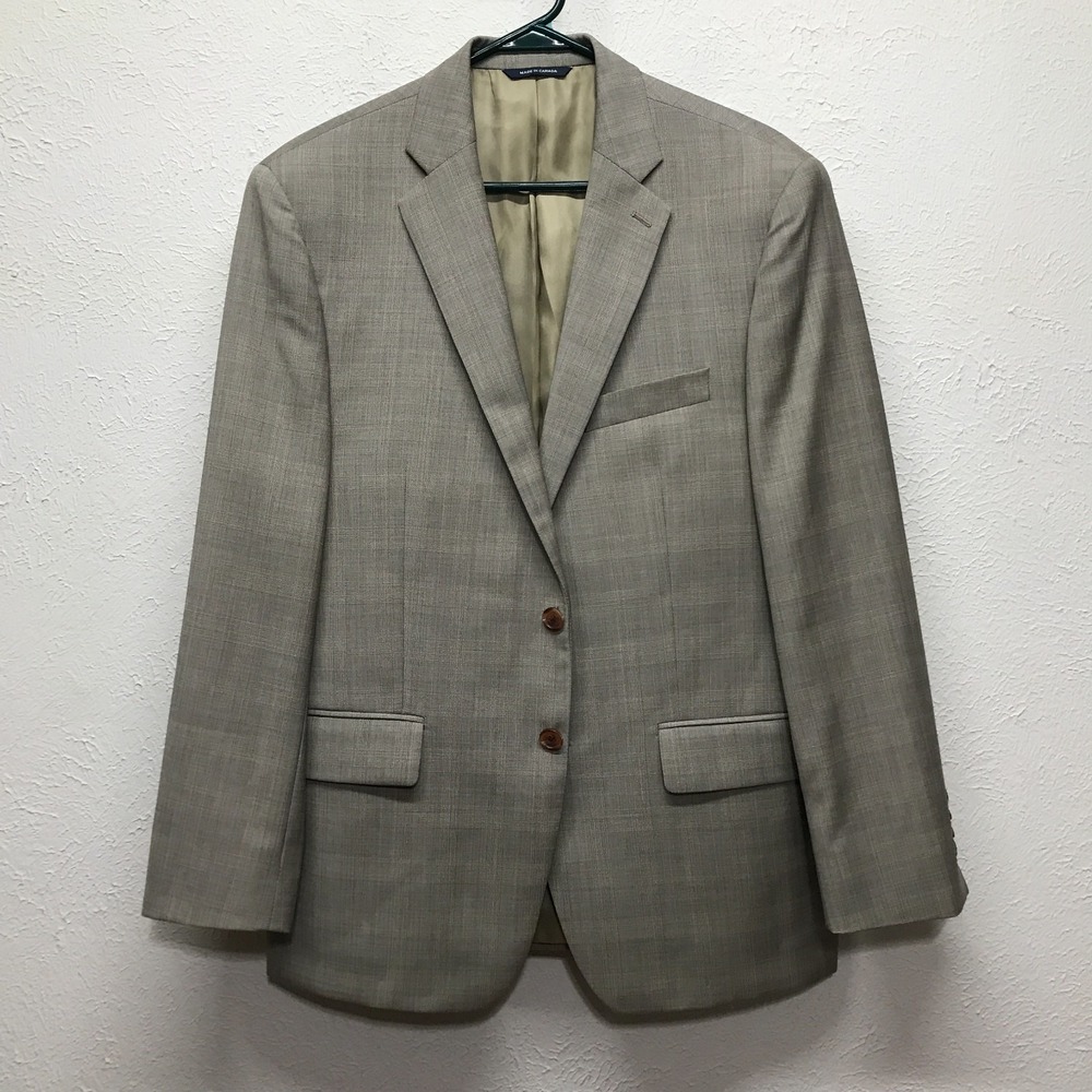 Ralph Lauren Lt Gray Glen Plaid 40S 100% Wool Blazer Sport Coat Jacket 2 Button